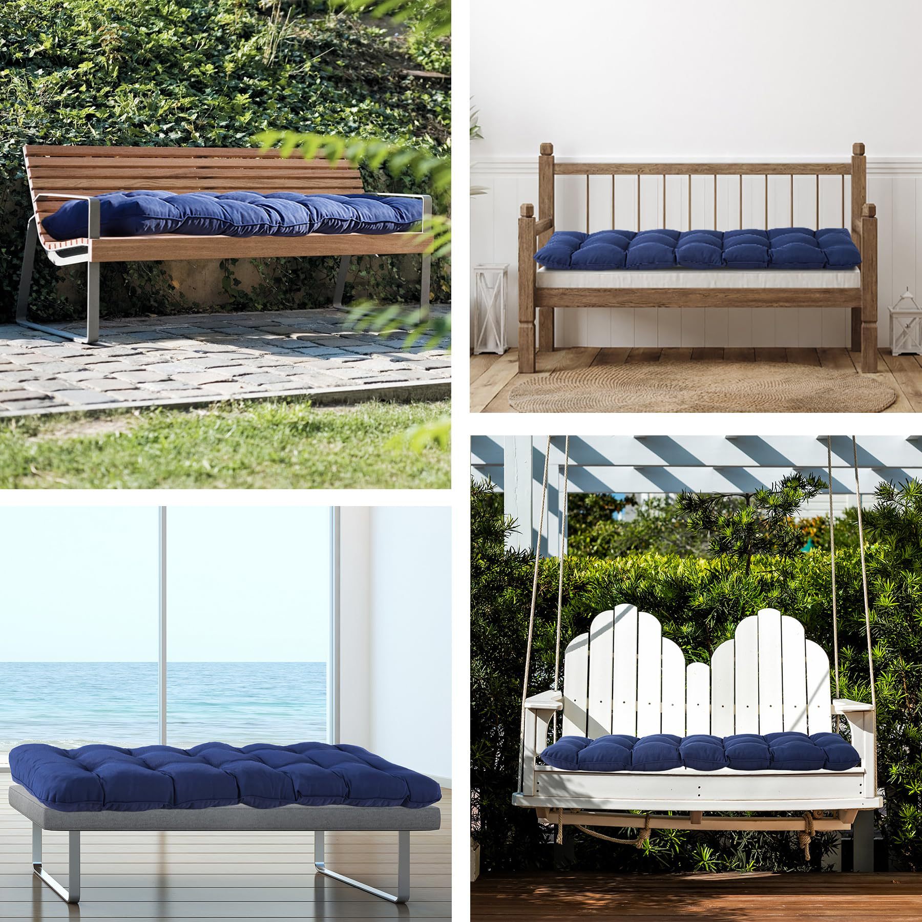 Muebles de patio impermeables transfronterizos cojín esponja triturada relleno cojín de banco al aire libre cojín de jardín columinar cojín de silla doble