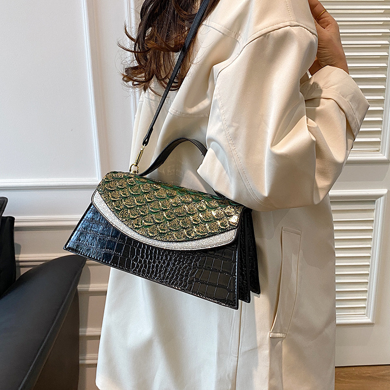 Bolso de mano con textura transfronteriza 2025 verano nuevo estilo personalidad patrón de serpiente bolso de hombro bolso de mensajero con patrón de cocodrilo retro de moda