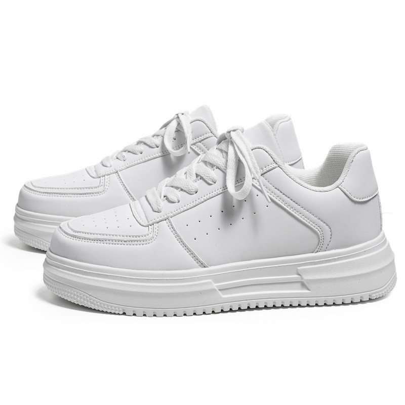 Herren Freizeitschuhe Aus Leder In Weiß Modische Sneaker_voghion.com