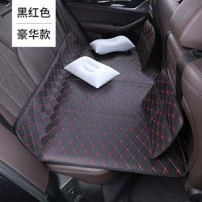 Hanging Folding Sleeping Pad, Rear: Vehicle-mounted inflatable bed - black-and-red-large-size-2-storage-bags-2-inflatable-pillows-80128cm