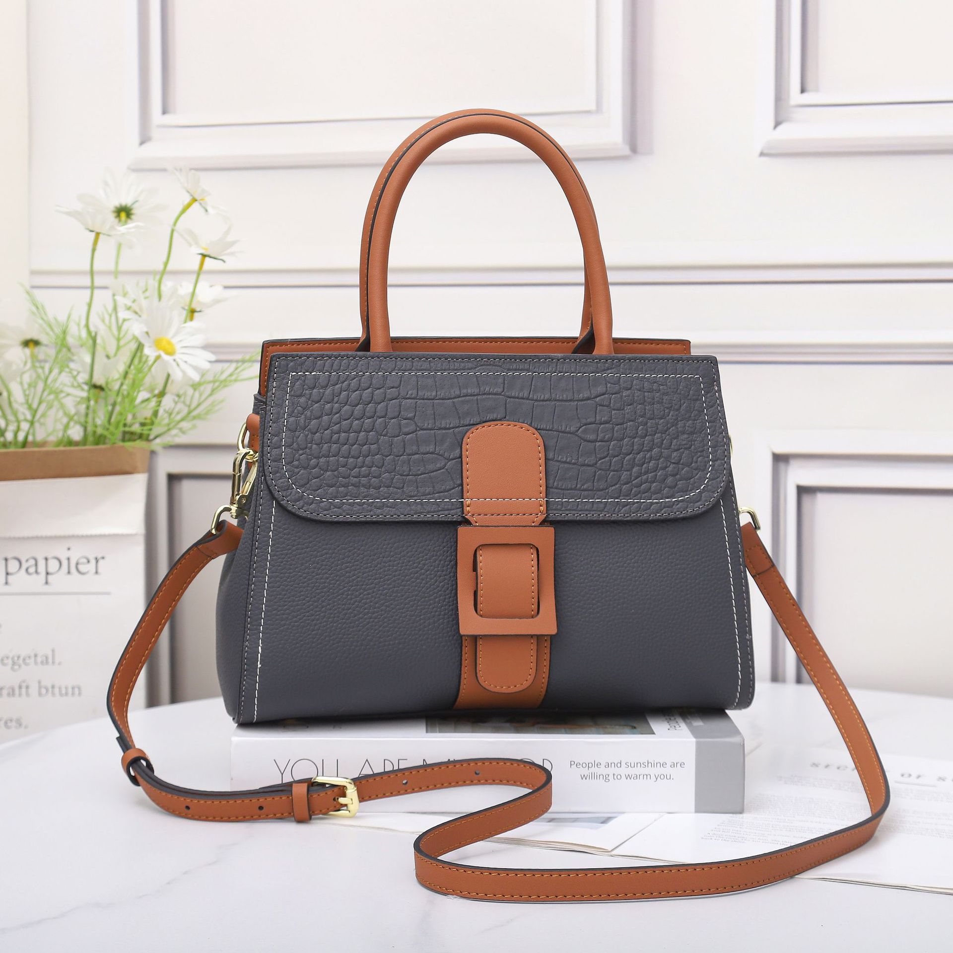 TOGO top layer cowhide single shoulder women's with large capacity crossbody tote mommy bag, fashionable and minimalist_voghion.com