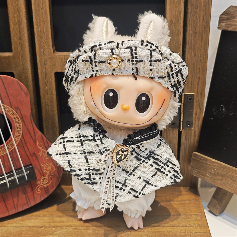 Labubu ベビー服ビニールラブブ 17 センチメートル人形かわいいドレスアップカジュアルスーツスカートぬいぐるみ服|undefined