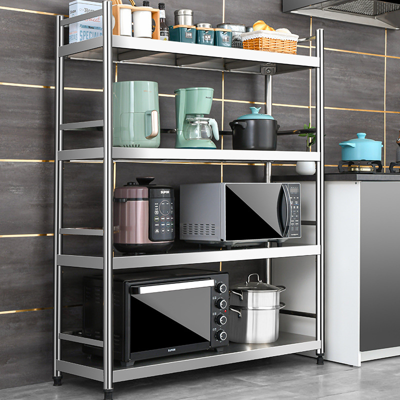 晟朗不锈钢厨房置物架落地多层收纳货架阳台微波炉锅架烤箱架子