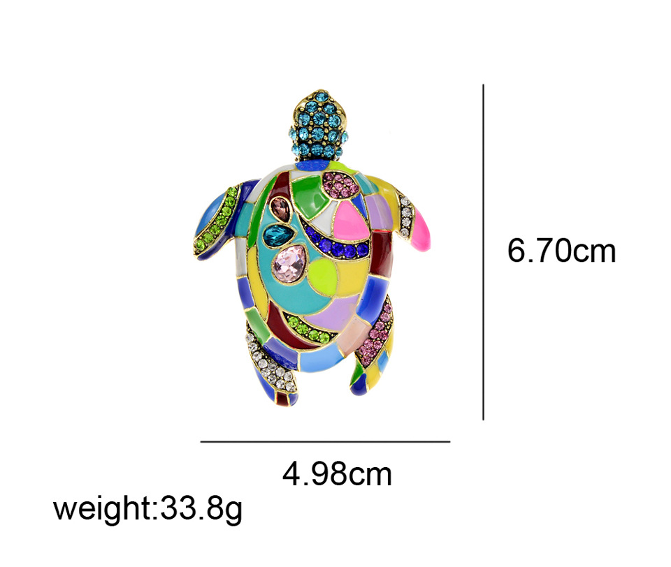 39g Weight Rhinestones Inlay Material Casual Retro Pin Tortoise Alloy Enamel Inlay Rhinestones Unisex Brooches