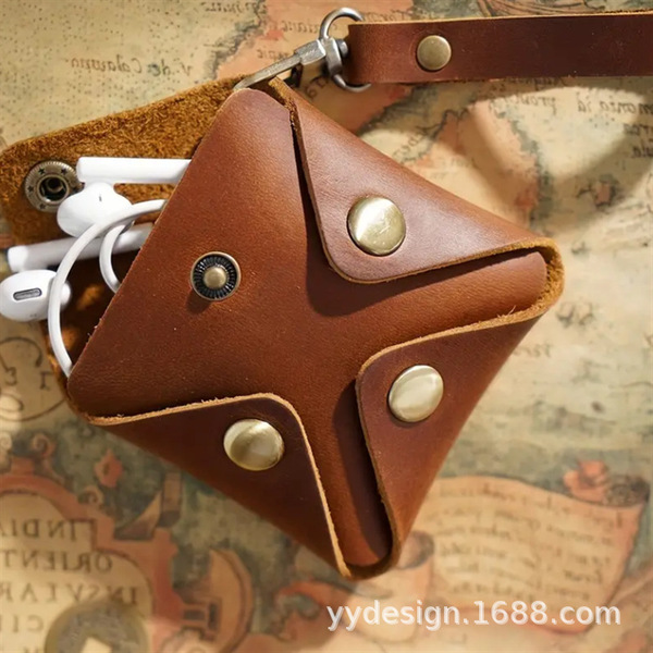 Retro leather square removable wallet