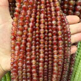 红绿飘花玉髓diy圆珠子散珠手工串珠优化天然石饰品配件工厂直销