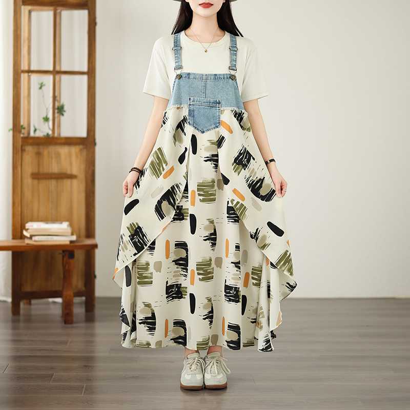 Summer shiffon denim design suspenders
