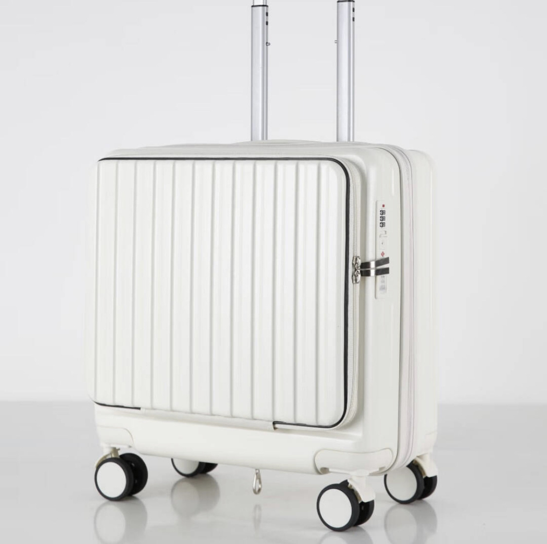 Maleta multifuncional de apertura delantera, maleta de embarque portátil con contraseña, maleta de viaje de gran capacidad y durabilidad.