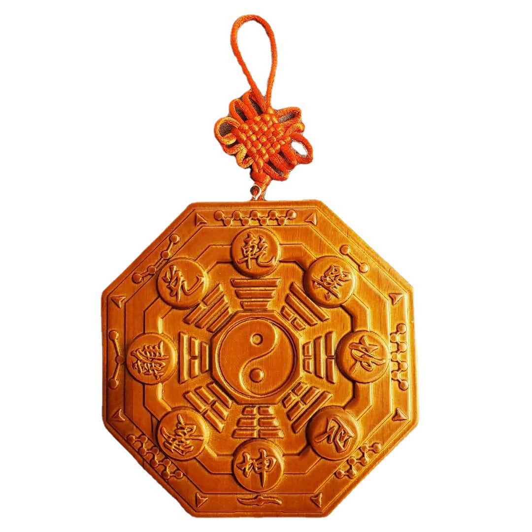 Заводская поставка Персиковый лес Девять дворец Багуа зеркало Багуа листинг Персиковая древесина Ган Кун Багуа зеркало Фэн-шуй поставки реквизита фабрика