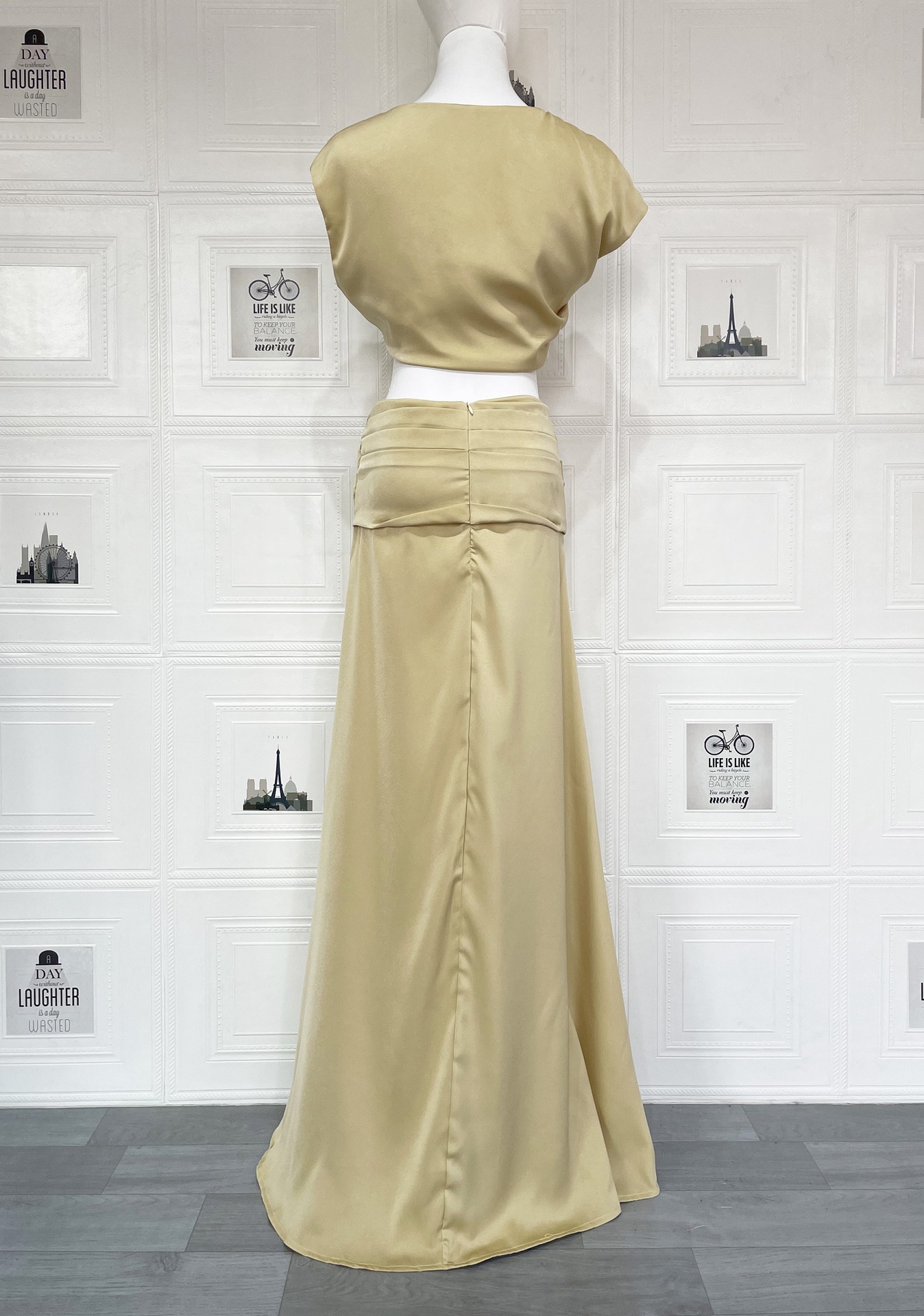 Sexy Geometric Panel Two-Piece Dress Set, Ruched Bustier Top With Asymmetrical Skirt For Women Fashion-Forward Two-Piece Set_ecoleips.com