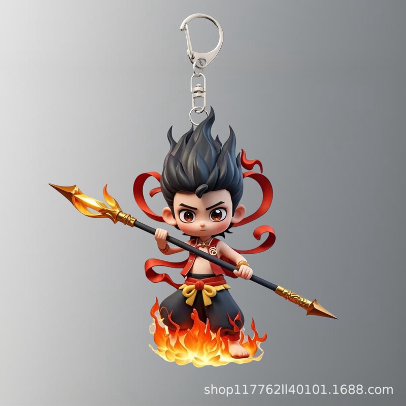 Cross-Border Popular Nezha Animation Peripheral Decoration Backpack Pendant Home Decoration Acrylic Keychain Pendant Gift