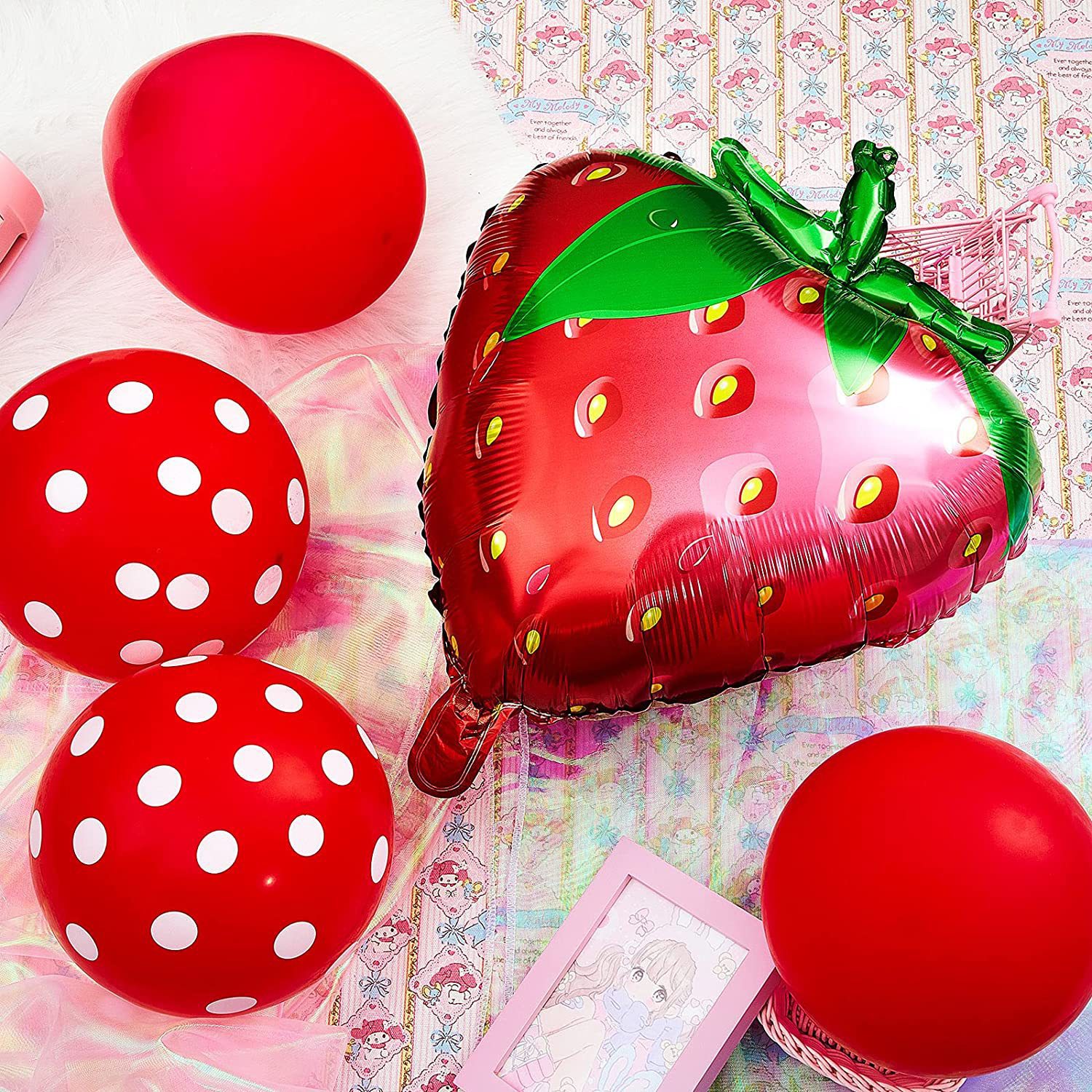 Casual Cute Number Strawberry Aluminum Film Birthday Festival Balloons display picture 3