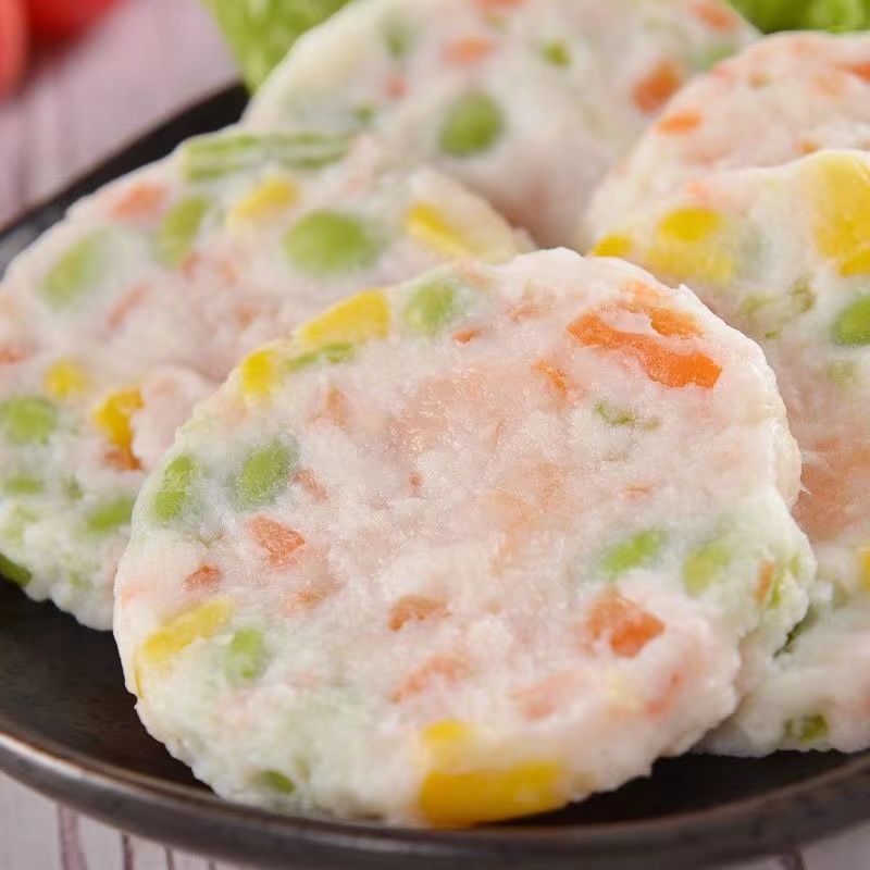 240g彩蔬鲜虾饼儿童速冻早餐食品速食油炸半成品虾仁海鲜青虾