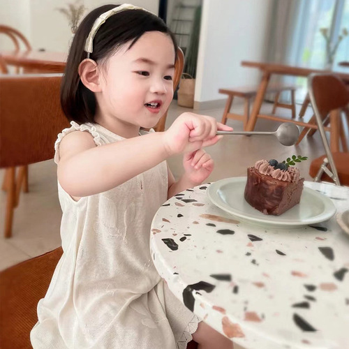 Children's new style silk dress, girls' ultra-thin brocade knitting dress, baby summer small sleeveless backless dress