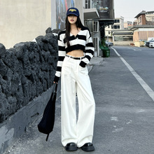 橙绢女装#高街前贴袋设计宽松直筒牛仔裤女春季百搭垂感阔腿裤子