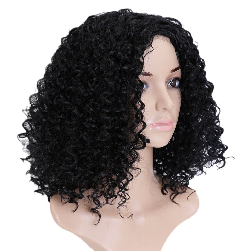 Peluca africana de suministro transfronterizo Peluca europea y americana Peluca de pelo rizado corto de las mujeres Peluca de fibra química de cabeza de explosión de volumen pequeño