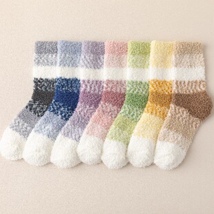 Coral velvet socks women's socks 7A antibacterial deodorant autumn and winter thick warm floor socks half velvet sleep socks