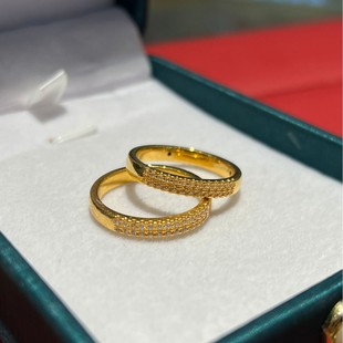 18K New Two-Row Half-Circle Ring Au750 Open Accessible Luxury Niche High-End Gold Ring Does Not Fade