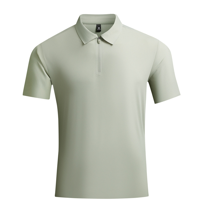 Summer Ice Silk Seamless Polo Shirt for Men, Quick-Drying and Moisture-Wicking, Couple's Solid Color Turn-Down Collar T-Shirt, Stretchy, Comfortable, Casual, Versatile