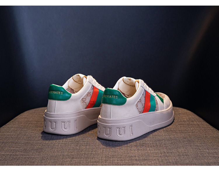 2023 Spring And Autumn New Leather Thick-soled Sneakers Women&#39;s Net red sponge cake dirty shoes European goods mesh women&#39;s shoes tide_voghion.com