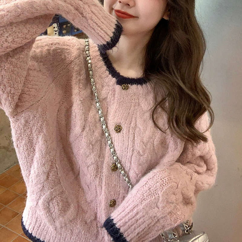 Женский свитер Осень Новый корейский стиль Французский Ретро мягкий клейкий Ленивый Стиль Нежный вязаный маленький 2023