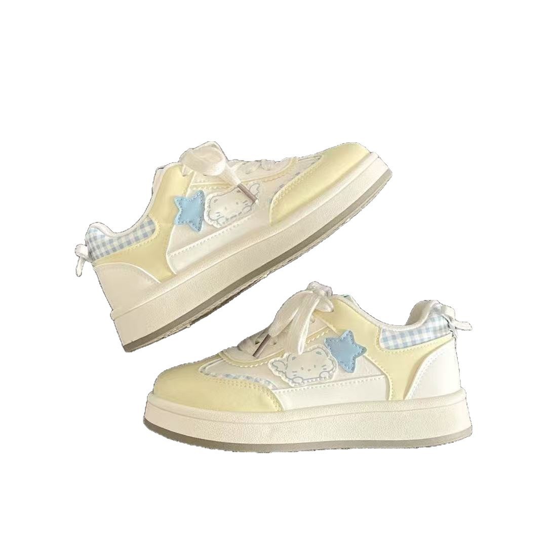 Zapatos de skate de mujer con suela suave no cansar los pies nuevos zapatos casuales con diseño universal zapatos de pan de mujer con suela gruesa zapatos blancos pequeños