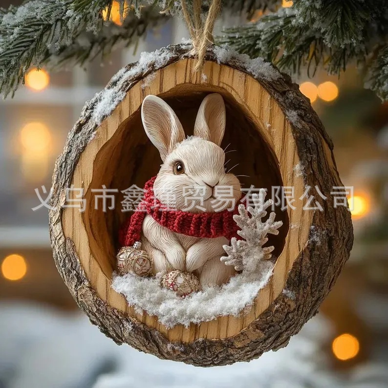 Explosiones transfronterizas mapache erizo decoraciones de árbol de Navidad búho decoraciones de Navidad colgantes planos acrílicos image 18