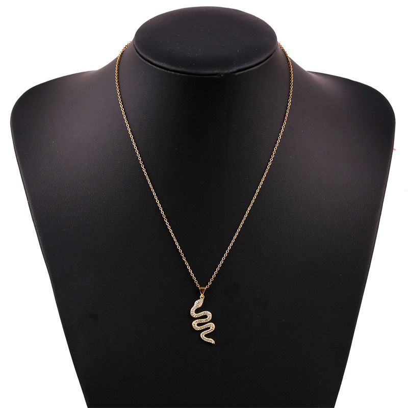 Fashion Long Copper Inlaid Zirconium Zodiac Snake Necklace display picture 2