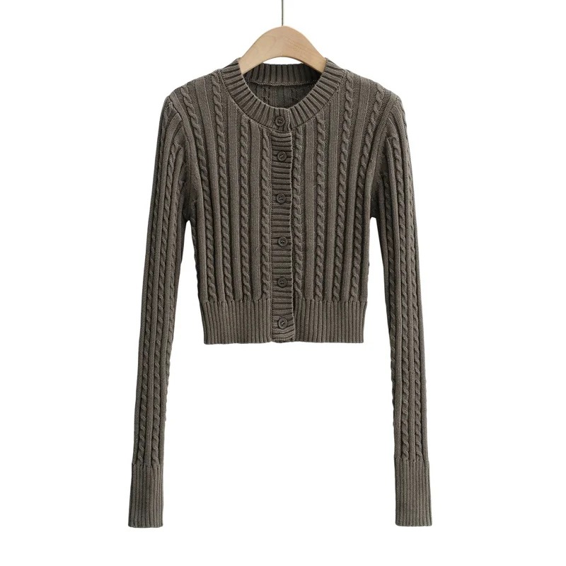 spring and autumn knit long-sleeved small cardigan short single-breasted sweater NSAC24841