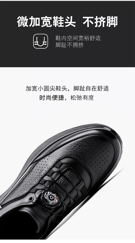 Giày lười nam da bò thật mũi tròn, đế PU êm nhẹ chống trượt, phong cách thể thao casual — D1806 Đen chi tiết 12