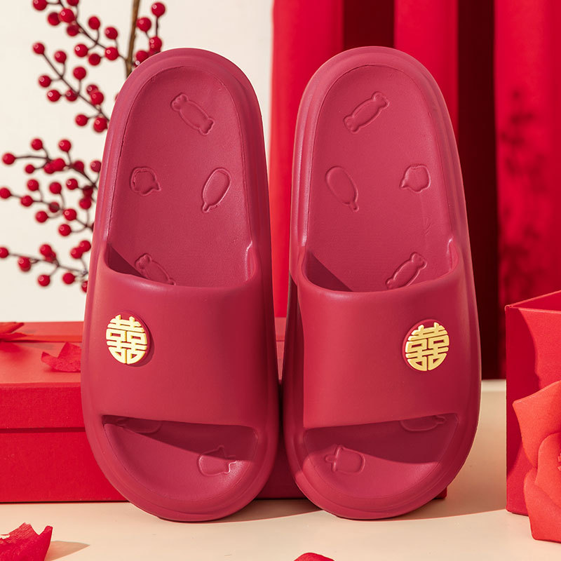 Zapatillas DE BODA Rojas pareja nueva boda novia dote hogar Baño antideslizante plataforma festiva sandalias verano