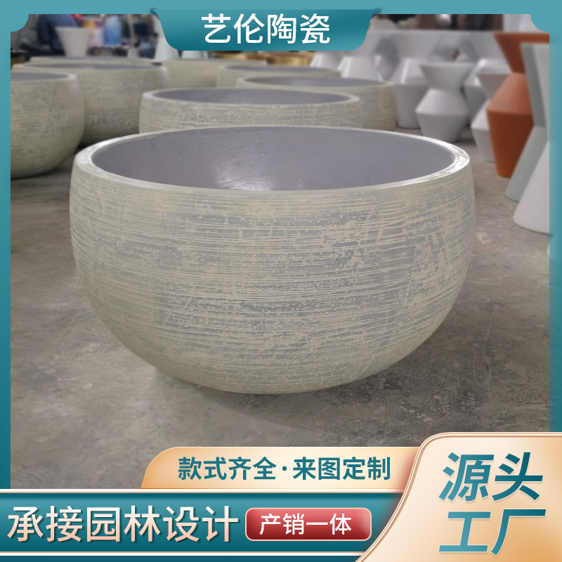 Magnesium Oxide Glass Fiber Reinforced Plastic Floor Gray Large Flower Pot Real Estate Shopping Mall Airport Hotel Lobby Decoration Outdoor Flower Vat