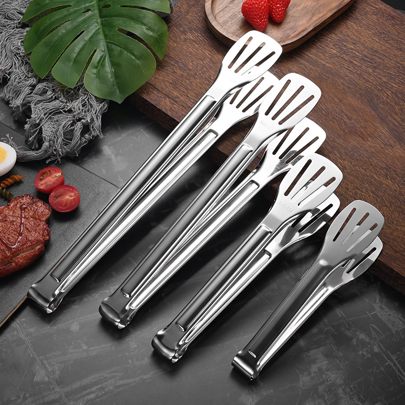 Extra Thick Stainless Steel 304 Food Kitchen Tongs for Food Barbecue Anti-Scalding Bread Steak Baking Barbecue Utensil Tongs