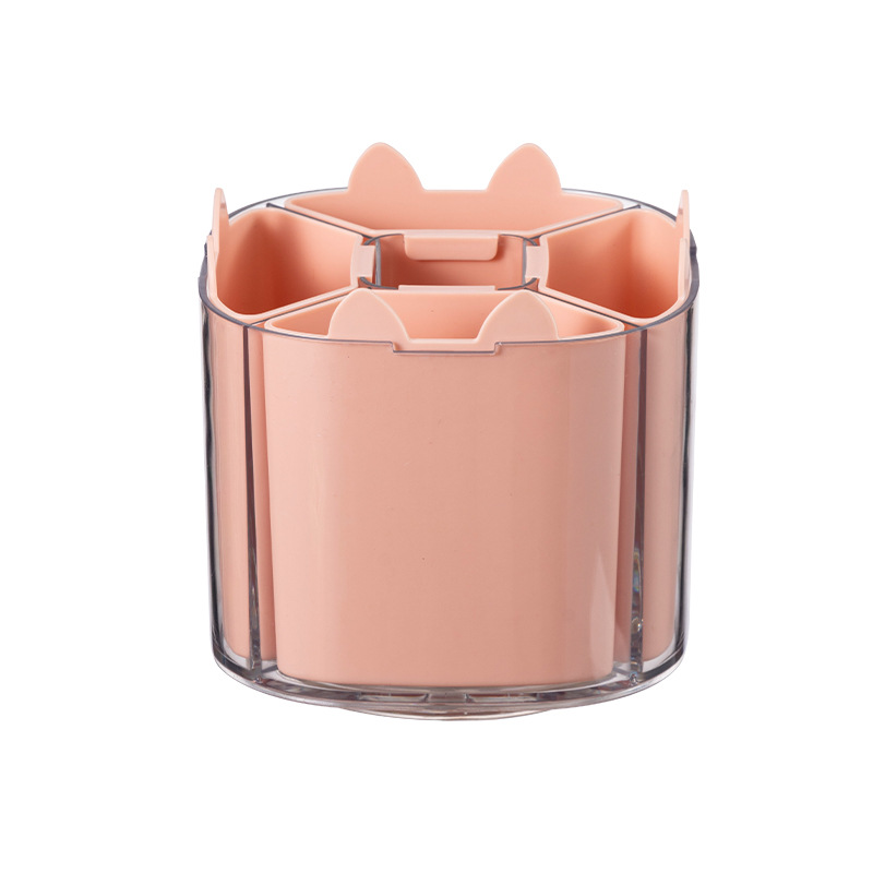 Caja de almacenamiento, portalápices de cuadrícula dividida, brochas de maquillaje para estudiantes de alto valor giratorias, caja de almacenamiento de escritorio de cuadrícula dividida de gran capacidad de plástico