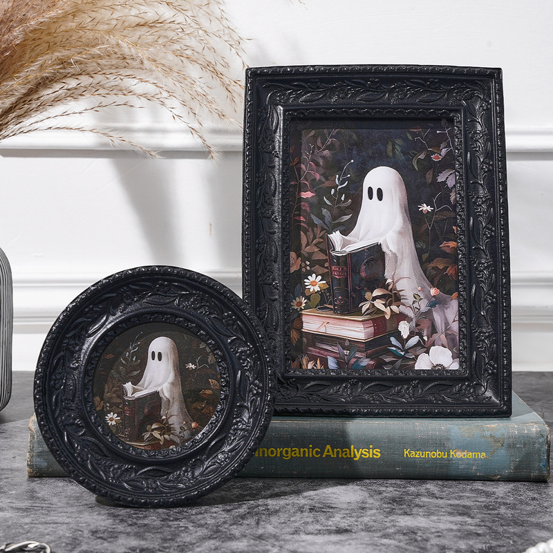 Cross-Border Popular Halloween Resin Material Black Ghost Reading Three-Dimensional Ivy Pattern Home Decoration Photo Frame