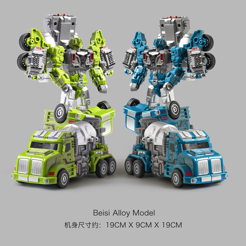 Cross-Border Tiktok Transforming Mixer Truck Robot Children's Inertial Engineering Vehicle Boy Baby Transformation Toy Car Model