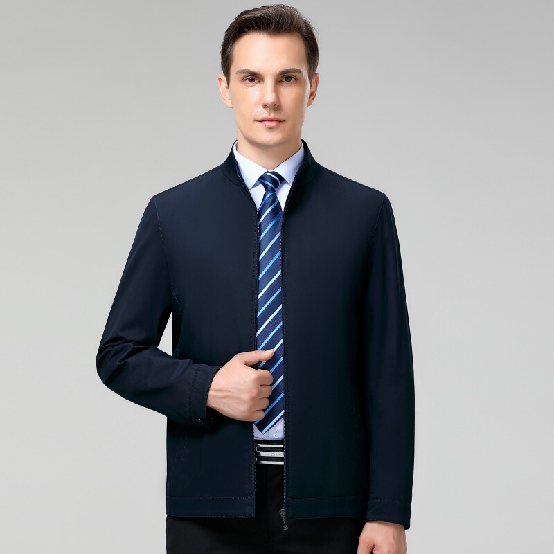 2026 Spring and Autumn Middle-Aged and Elderly Men's Stand Collar Cotton Jacket Casual Loose Large Size Dad's Jacket Coat