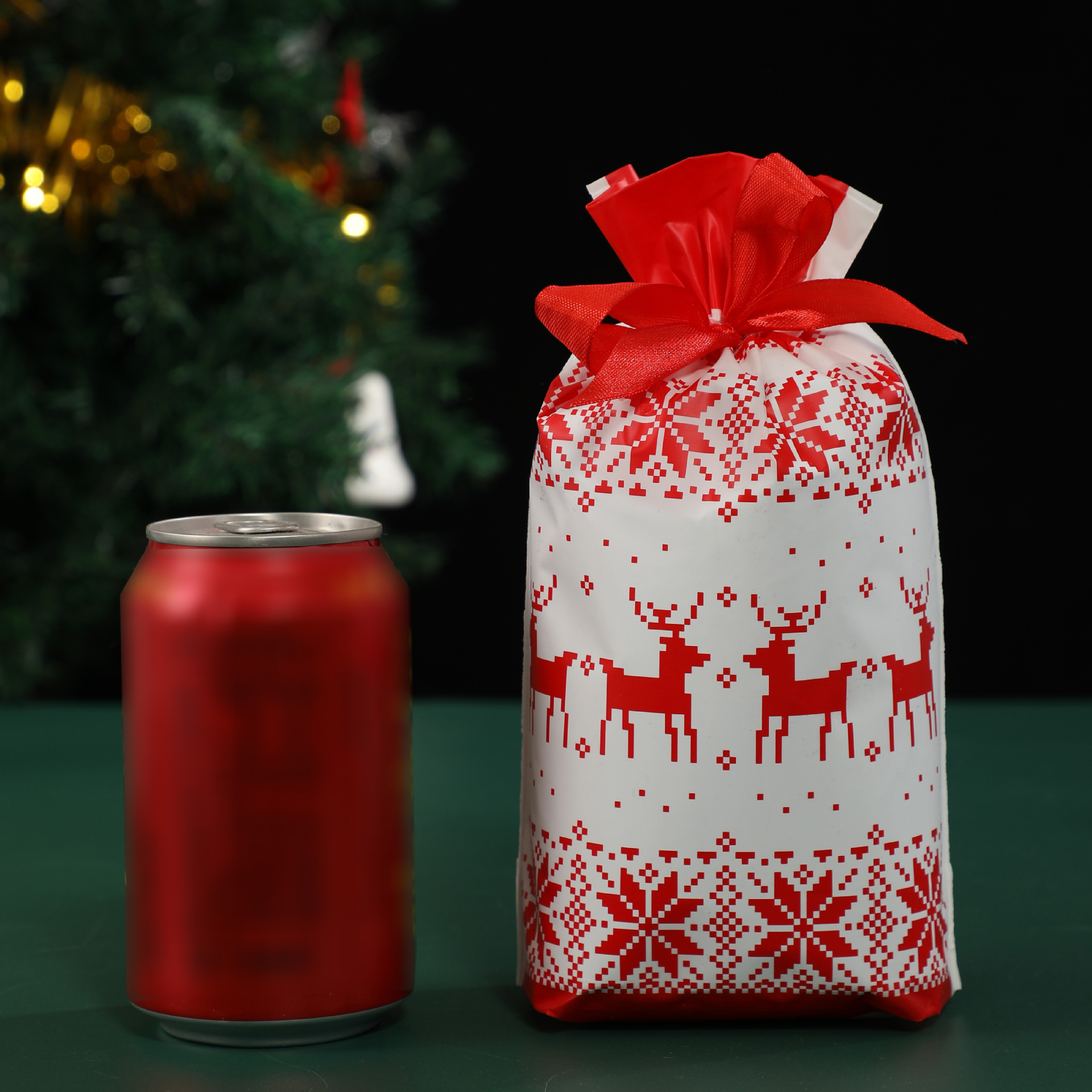 Bolsa de embalaje de Navidad transfronteriza Amazon bolsa de dulces para hornear copo de nieve bolsa de cordón de alimentos crujientes bolsa de cordón de fruta segura