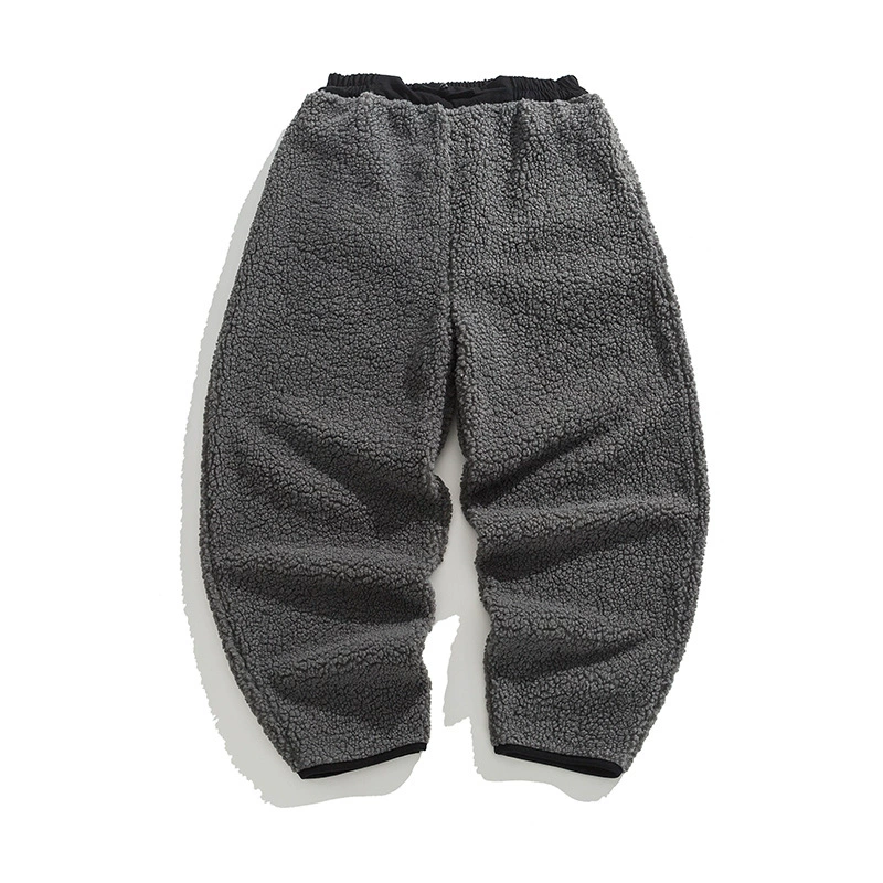 2024 зимний новый мужской свободный бархат утолщенный баранья шерсть сплошной цвет новый китайский стиль трендовые повседневные брюки