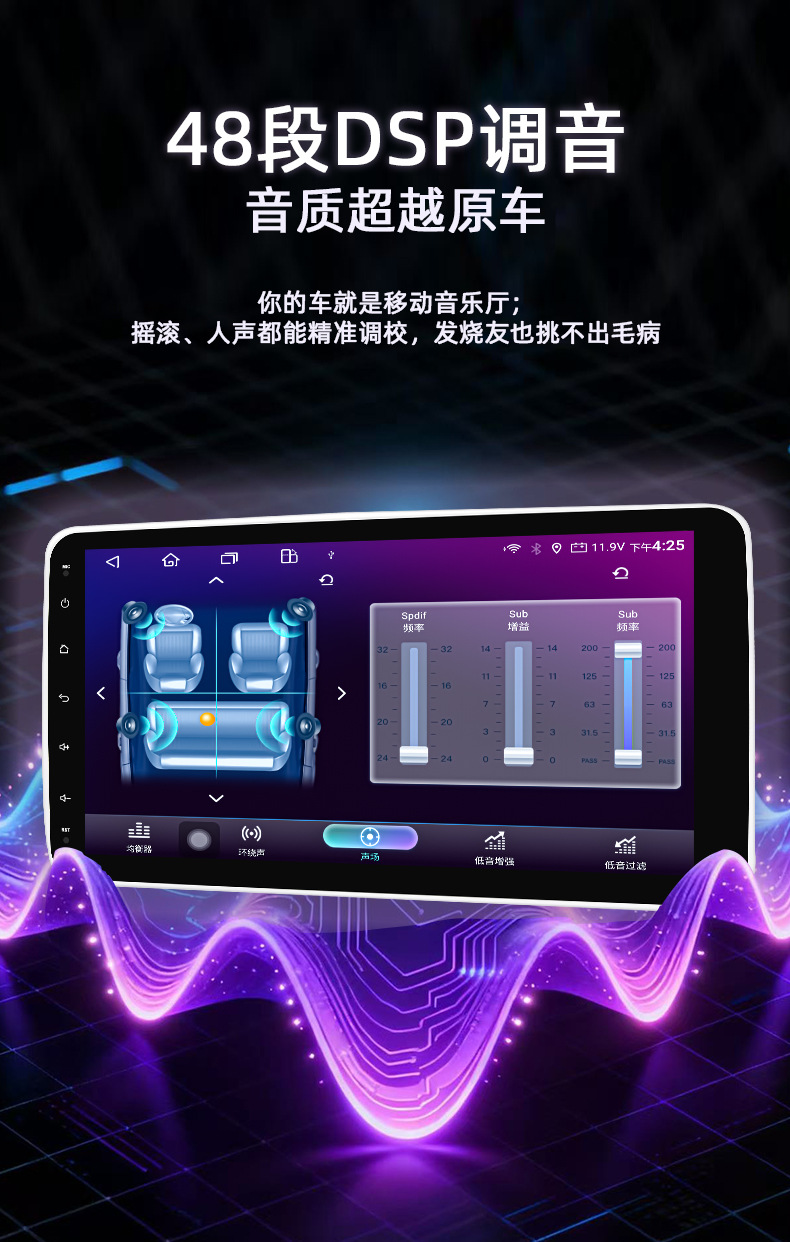 Overseas Version 10inch Dual-Spindle Electric Rotating Screen Wireless Carplay Android Car Navigation All-In-One Device Universal