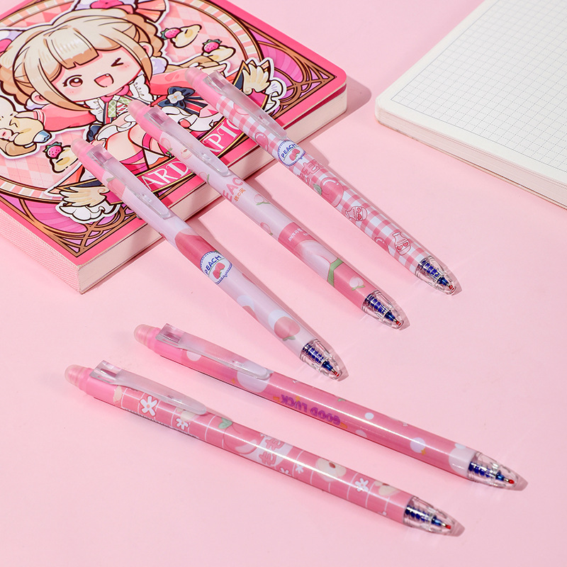 Hermoso melocotón de miel ST fricción dinámica limpiable bolígrafo neutro cabeza de calabaza 0.5 mm bolígrafo neutro limpiable especial para estudiantes de primaria