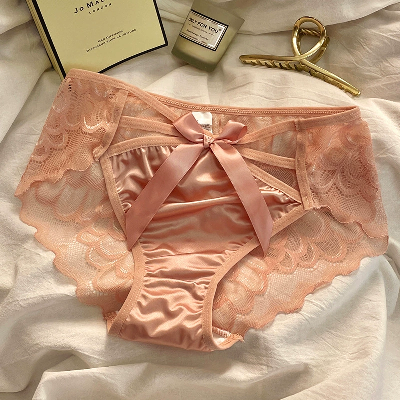 Нижнее белье, кружевные sexy штаны с бантом, дышащие мягкие штаны, французский стиль