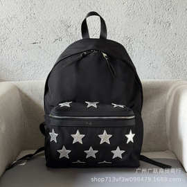 S罗兰24新款五角星贴片双肩书包电脑包背包旅行包图片实拍供跨境