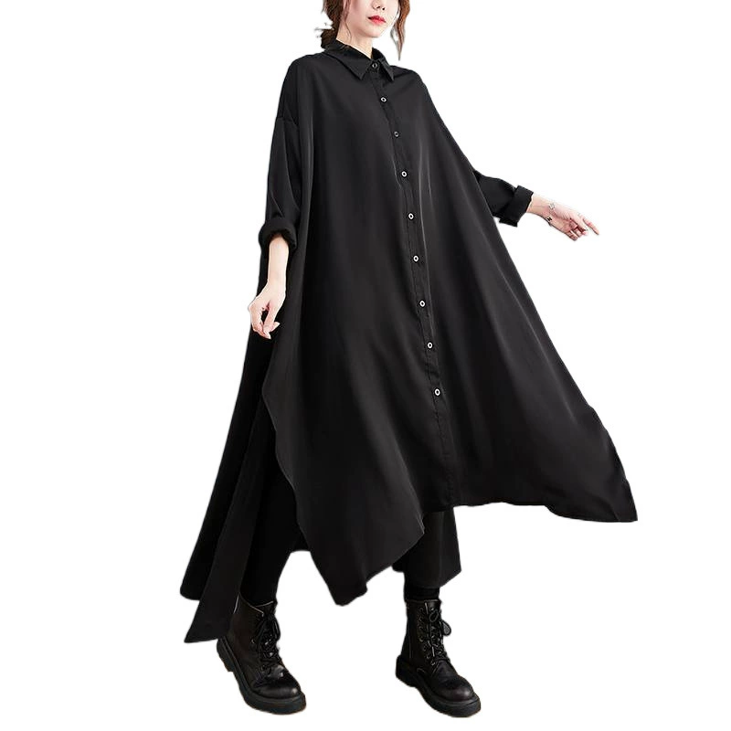 Весенняя длинная юбка, рубашка, платье, оверсайз, plus size