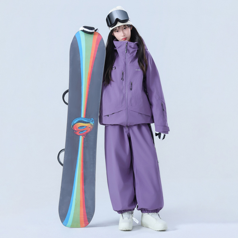 Ski Suit Set, Single Board and Double Board Quilted Thickened Two-Piece Set for Couples, Warm and Cold-Proof Outdoor Mountaineering Suit