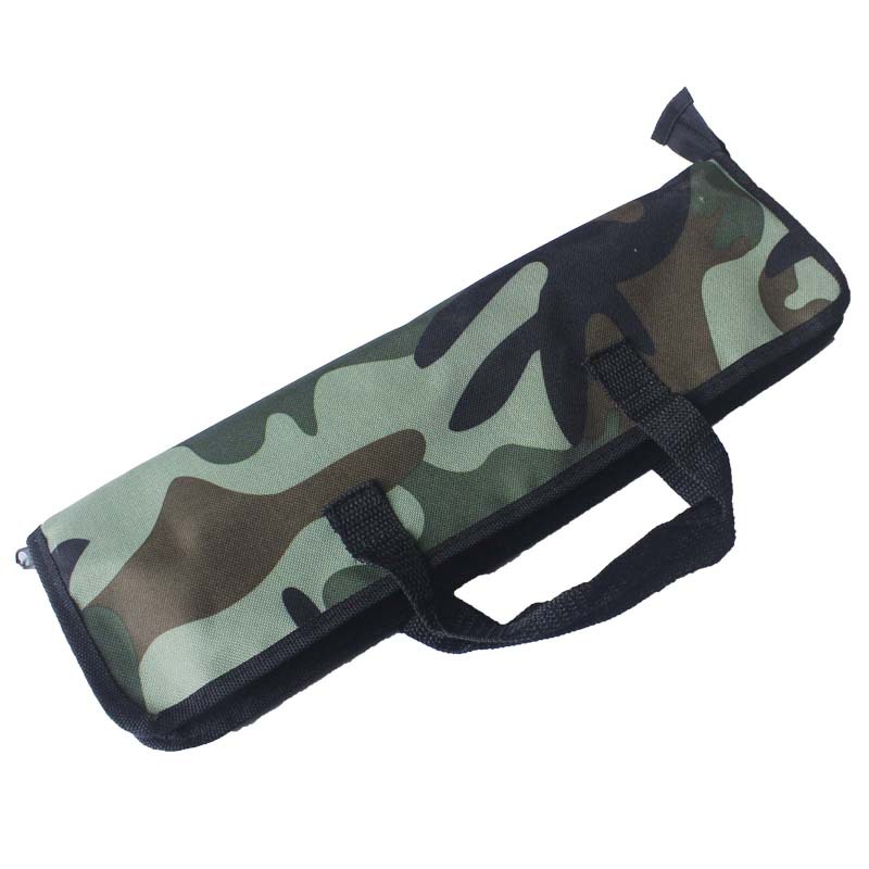 [Fuente de fábrica] de acero inoxidable barbacoa herramientas de camuflaje bolsa de tela de tres piezas con pinchos mango tubo parrilla