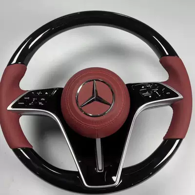 Steering wheel: steering wheel, modified to the new - black-walnut-wood-two-tone-red-napa-leather
