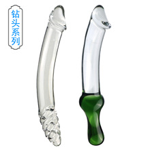 绿色螺纹仿真玻璃阳具女用自慰假阴茎按摩棒另类成人玩具代发批发