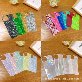 背卡炫彩卡纸创意胶片适用iphone16pro梦幻贝壳纹pet压花工艺