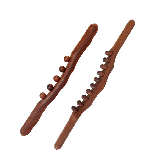 Five-bead beech wood rolling stick for massaging and scraping the whole body. A universal stick for rubbing and scraping the stomach, clearing the meridians and unblocking the tendons.